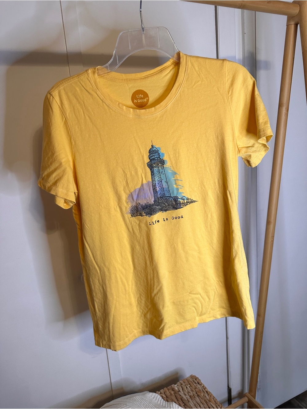 Life Is Good Yellow Lighthouse Graphic Short Sleeve Tee